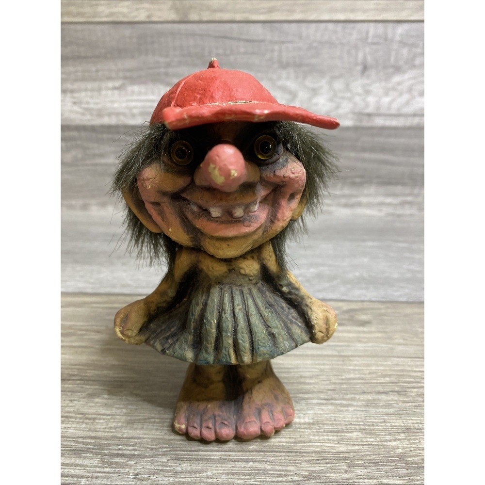 NyForm Norwegian Girl Troll Lena Trudi w/Red Ball Cap #115 Norway Figurine Gnome